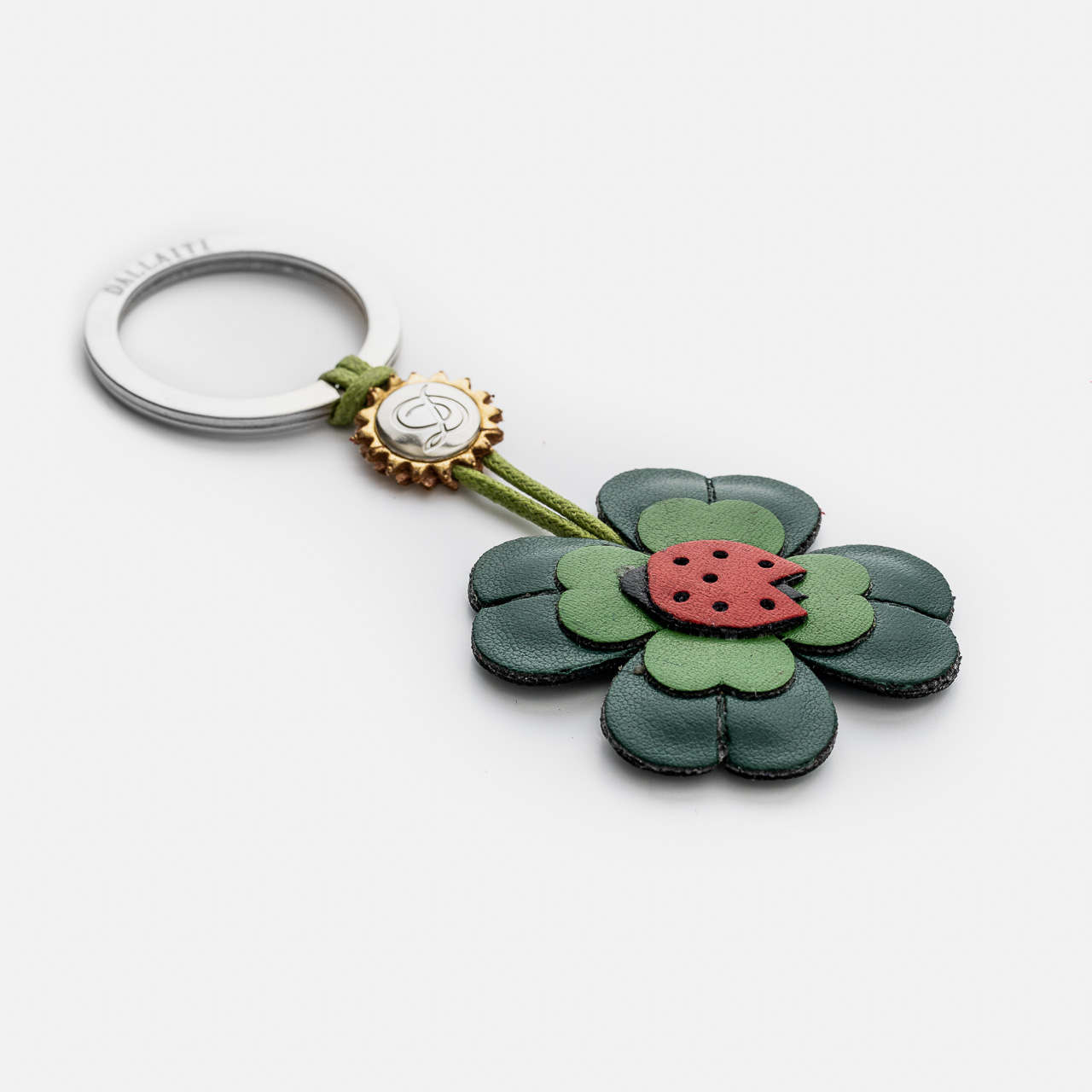 PCA097AS Ladybug & four-leaf clover keychain in AppleSkin®