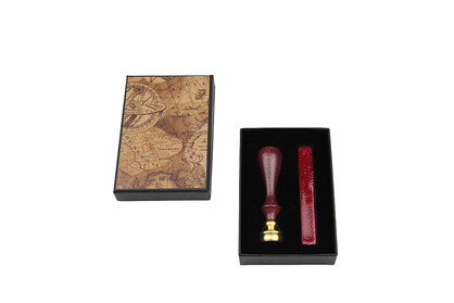 BX45 Seal set with wooden handle and bushing and brass seal lily with red wax