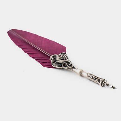 PIU66 Writing set with medium dragon feather pen decorated with dragon and black ink