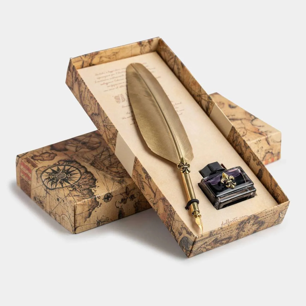 PIU85 – Antique gold quill lily writing set