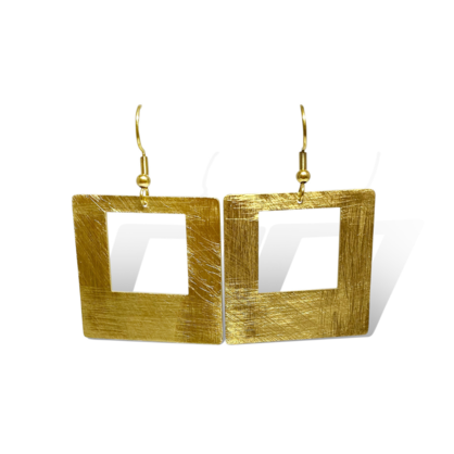 Carre Square Yellow Gold Earrings
