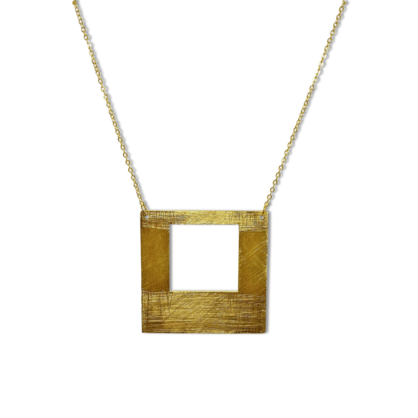 Carre Square Yellow Gold Short Necklace