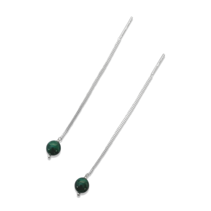La Stele Malachite Thread Earrings