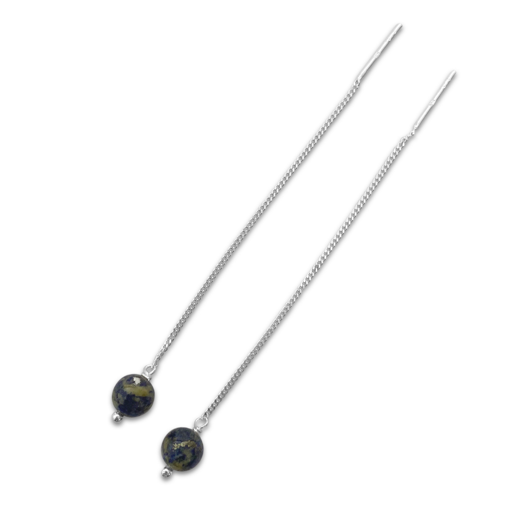 La Stele Lapis Thread Earrings