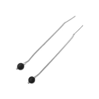 La Stele Black Onyx Thread Earrings