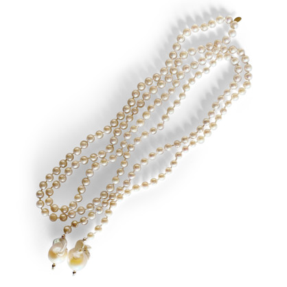 Silver Perle Long Pearl Necklace
