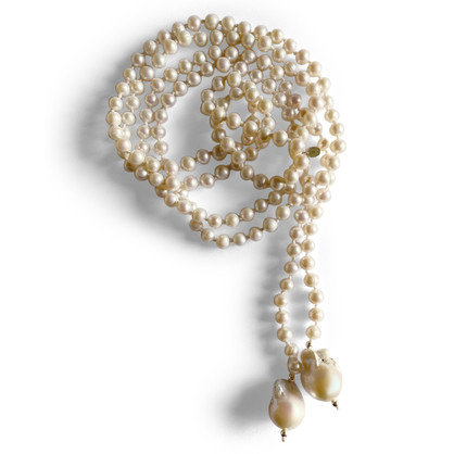 Silver Perle Long Pearl Necklace
