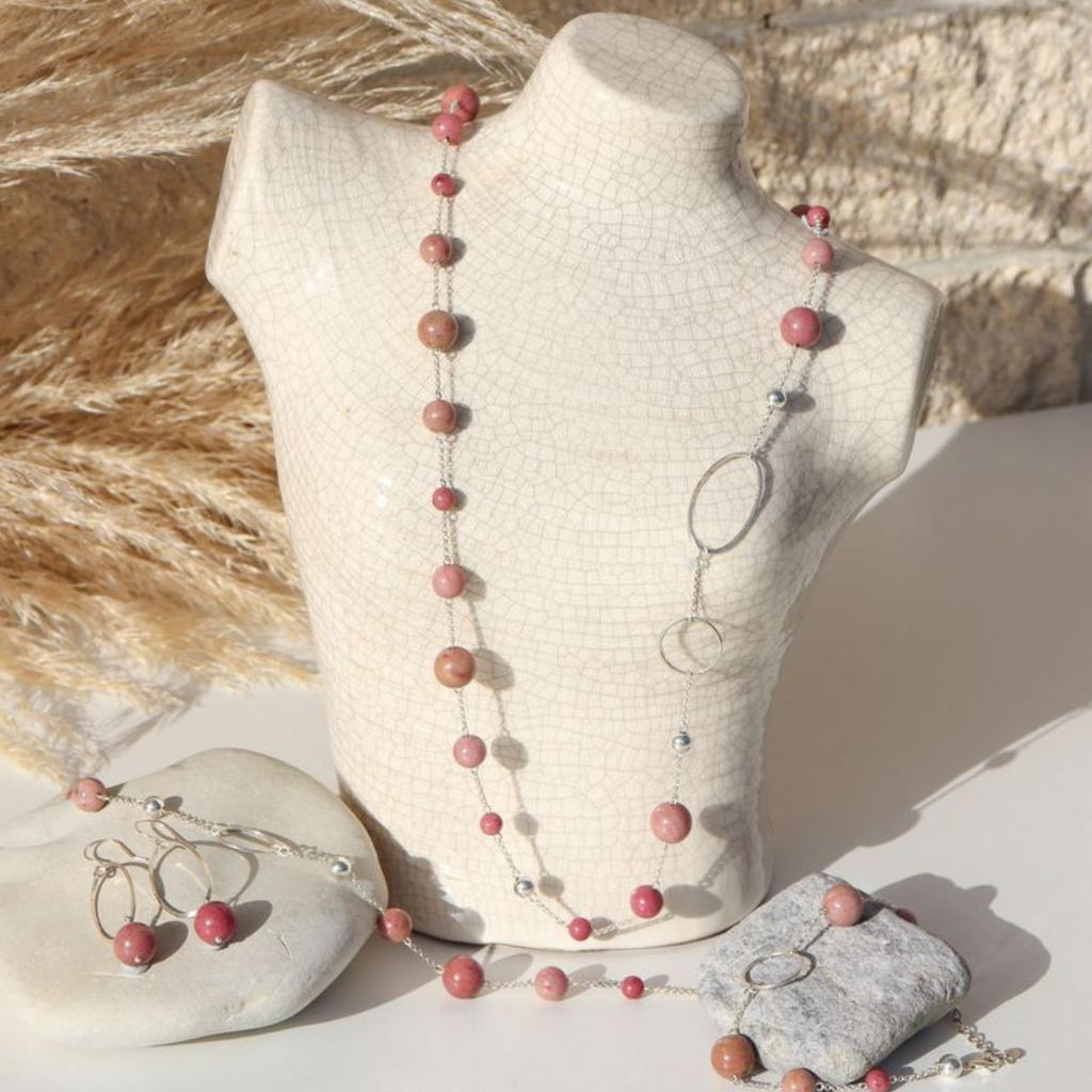 La Pierre Rhodochrosite Long Necklace