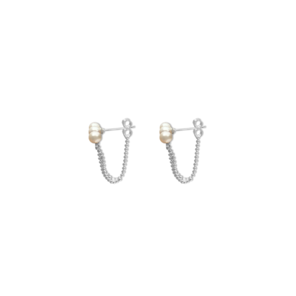 Silver Perle Petite Three Pearl Chain Studs