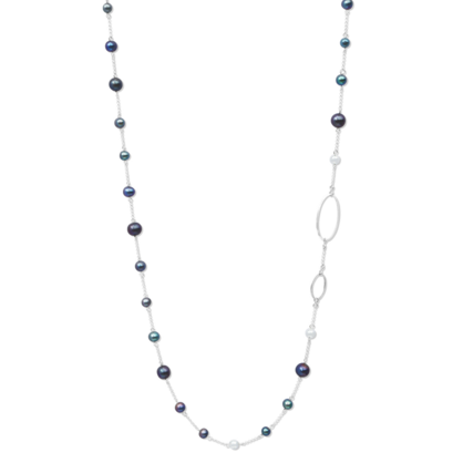 La Pierre Black Fresh Water Pearl Long Necklace