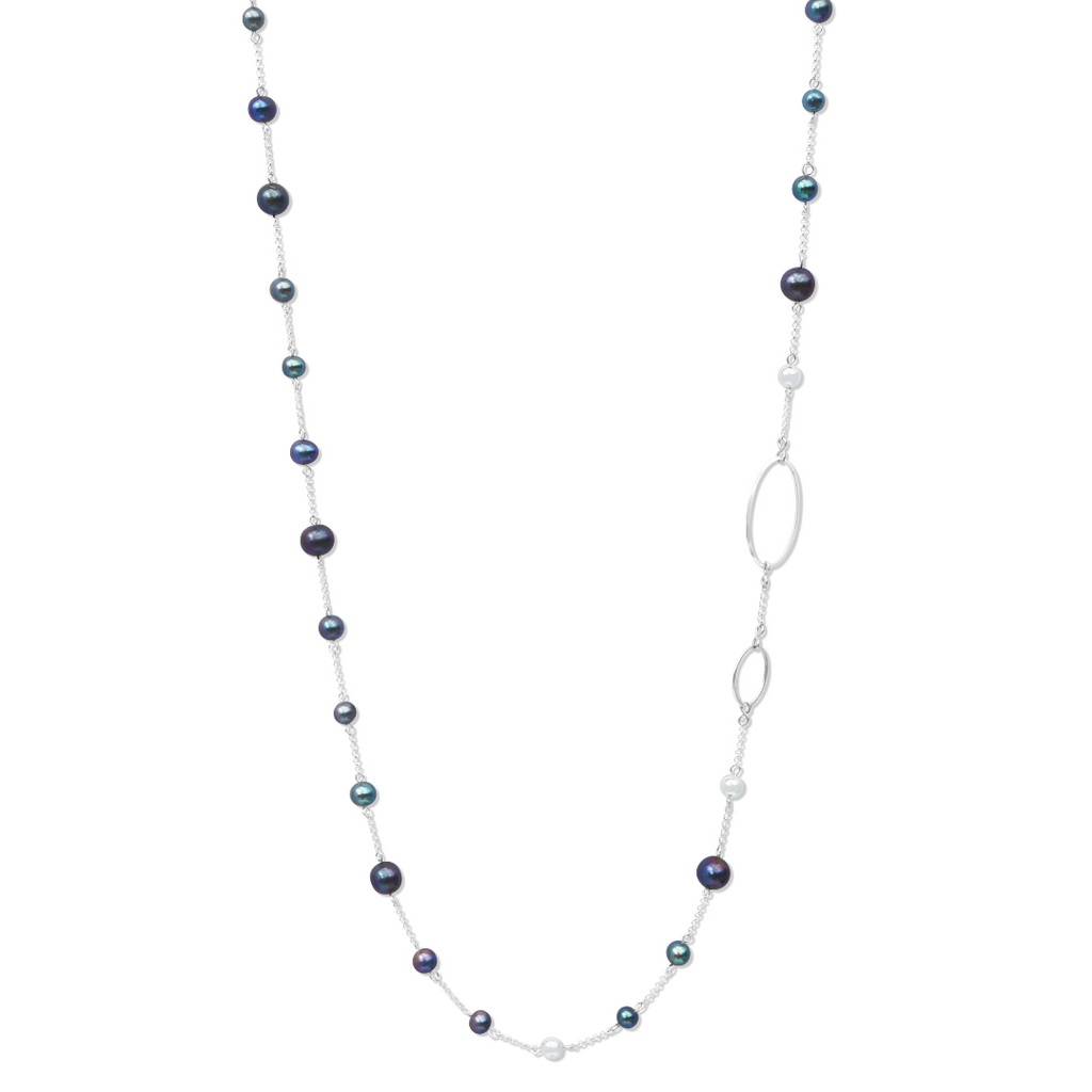 La Pierre Black Fresh Water Pearl Long Necklace