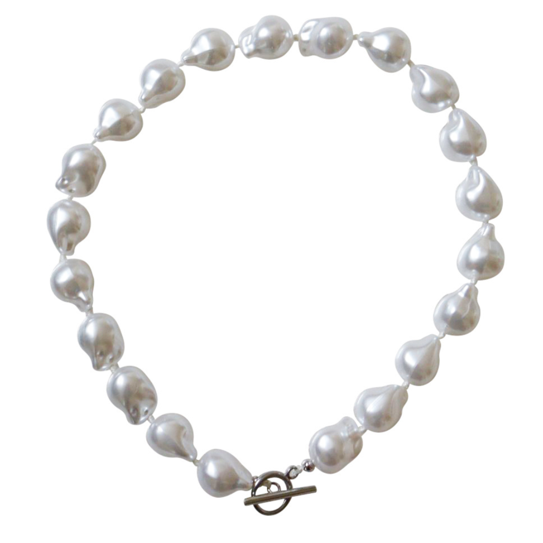 Steel Me Baroque Pearl & Silver Necklace