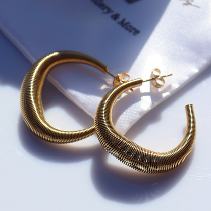 Steel Me Yellow Gold Spring Earrings