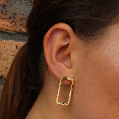 Steel Me Grande Yellow Gold Earrings