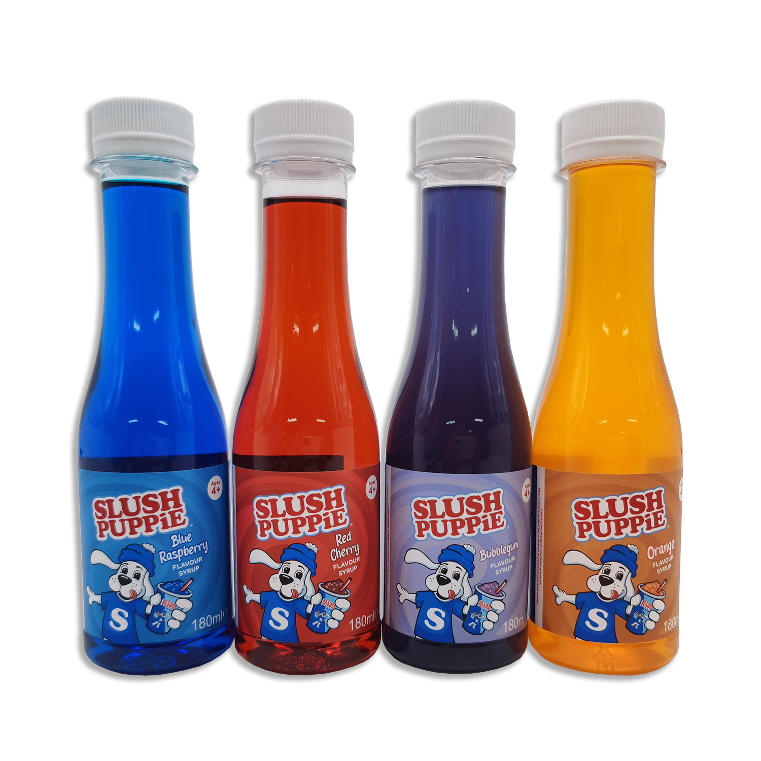 Slush Puppie - 4 Pack Syrup (Blue Raspberry, Cherry, Bubblegum, Orange 4x180mL)