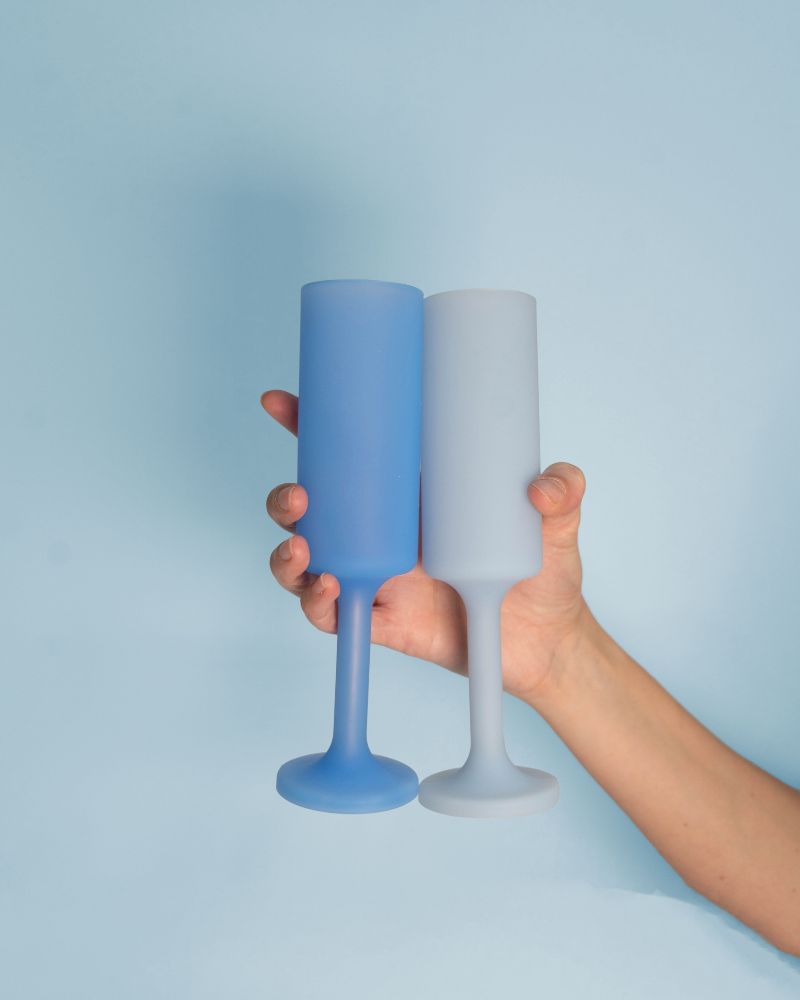 Sky + Kingfisher | Seff |  Silicone Unbreakable Champagne Flutes