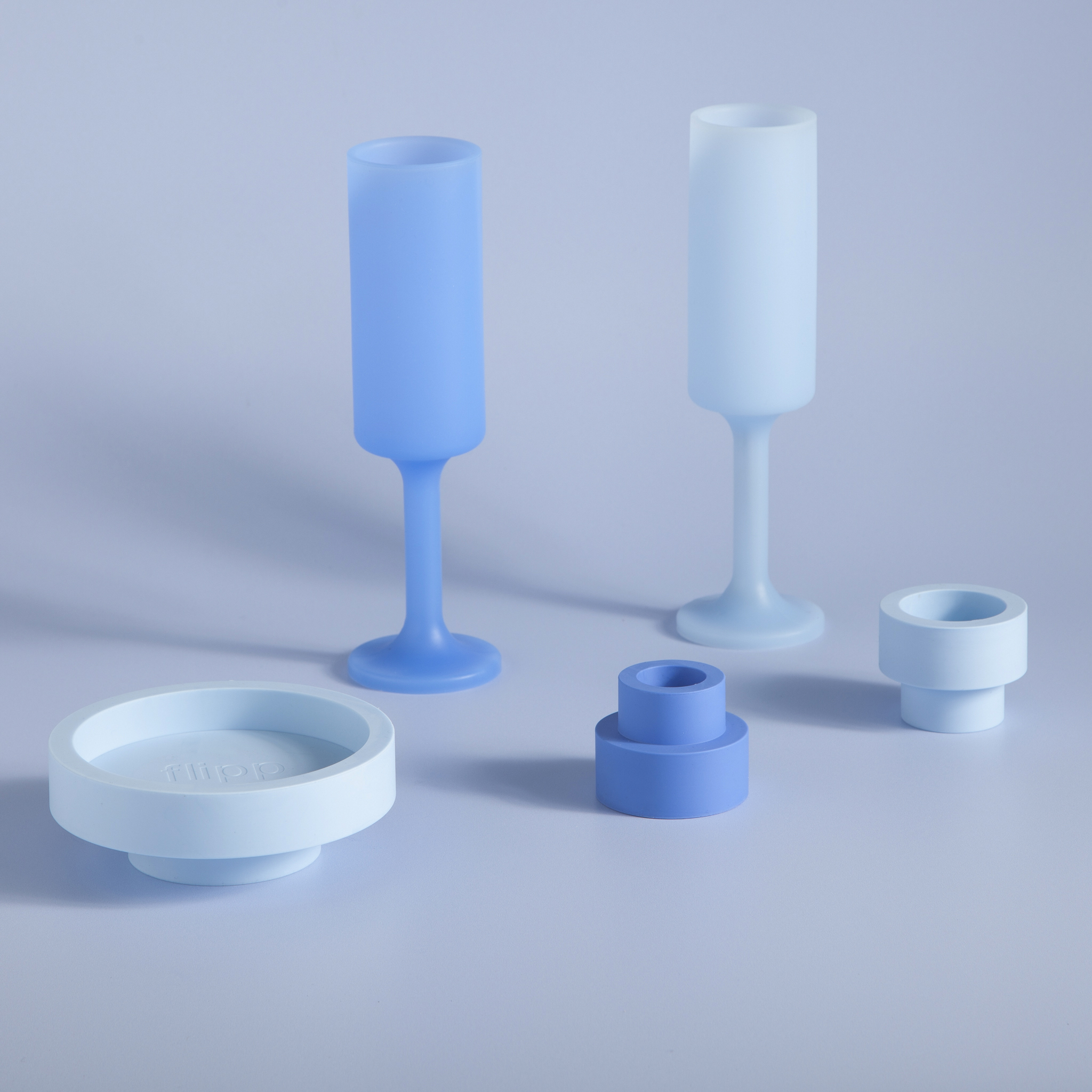 Sky + Kingfisher | Seff |  Silicone Unbreakable Champagne Flutes