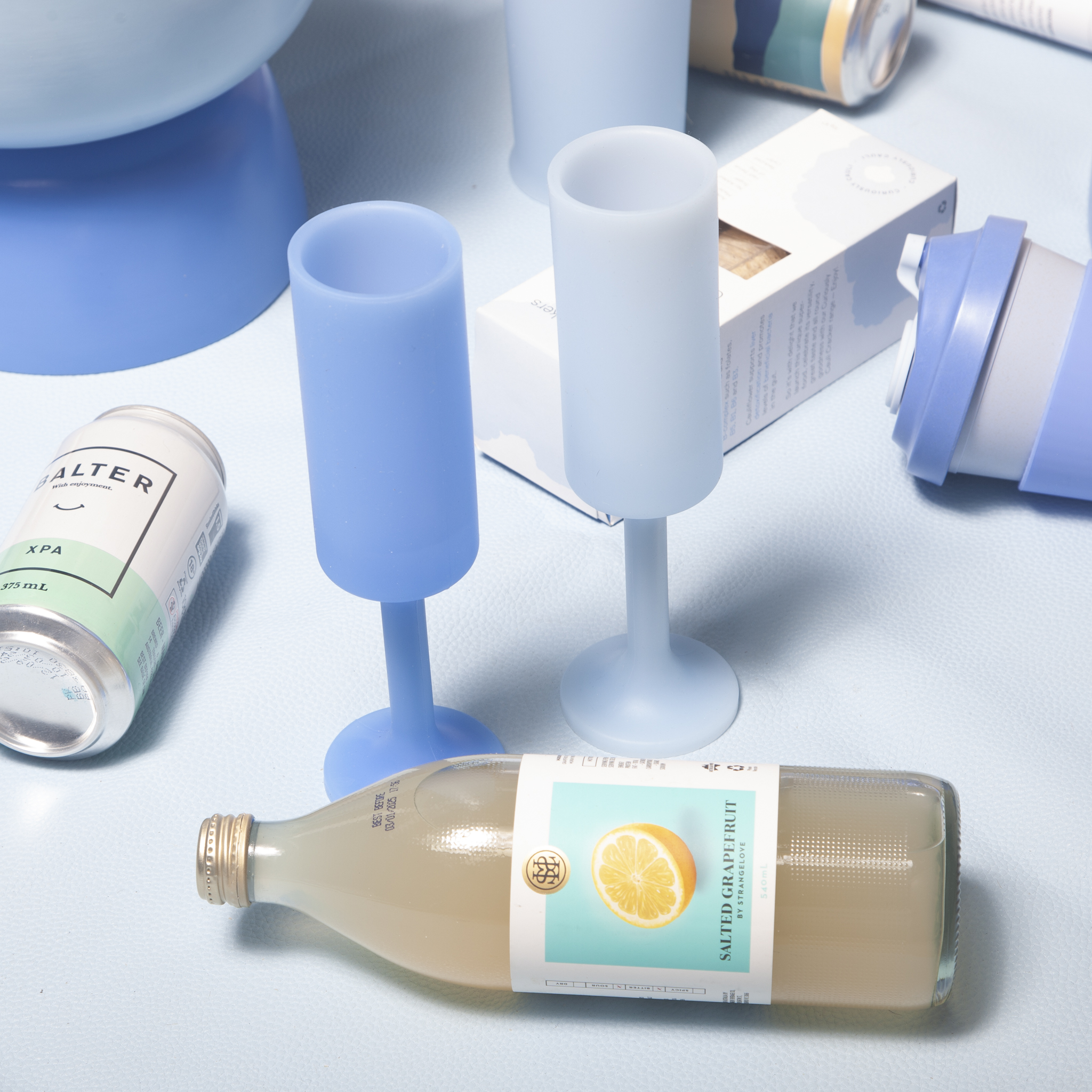 Sky + Kingfisher | Seff |  Silicone Unbreakable Champagne Flutes