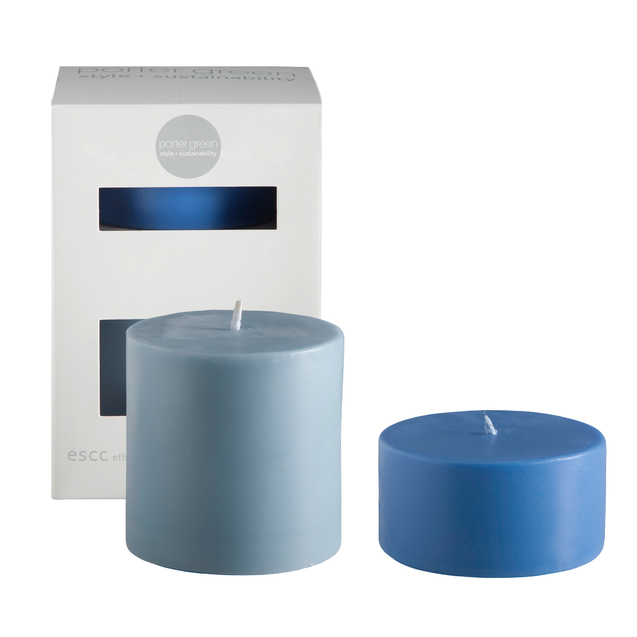 sky + kingfisher | escc lrg pillar | soy-blend unscented candles