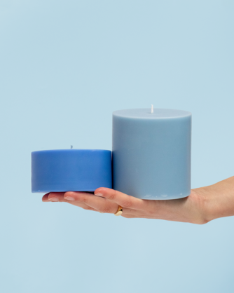 sky + kingfisher | escc lrg pillar | soy-blend unscented candles