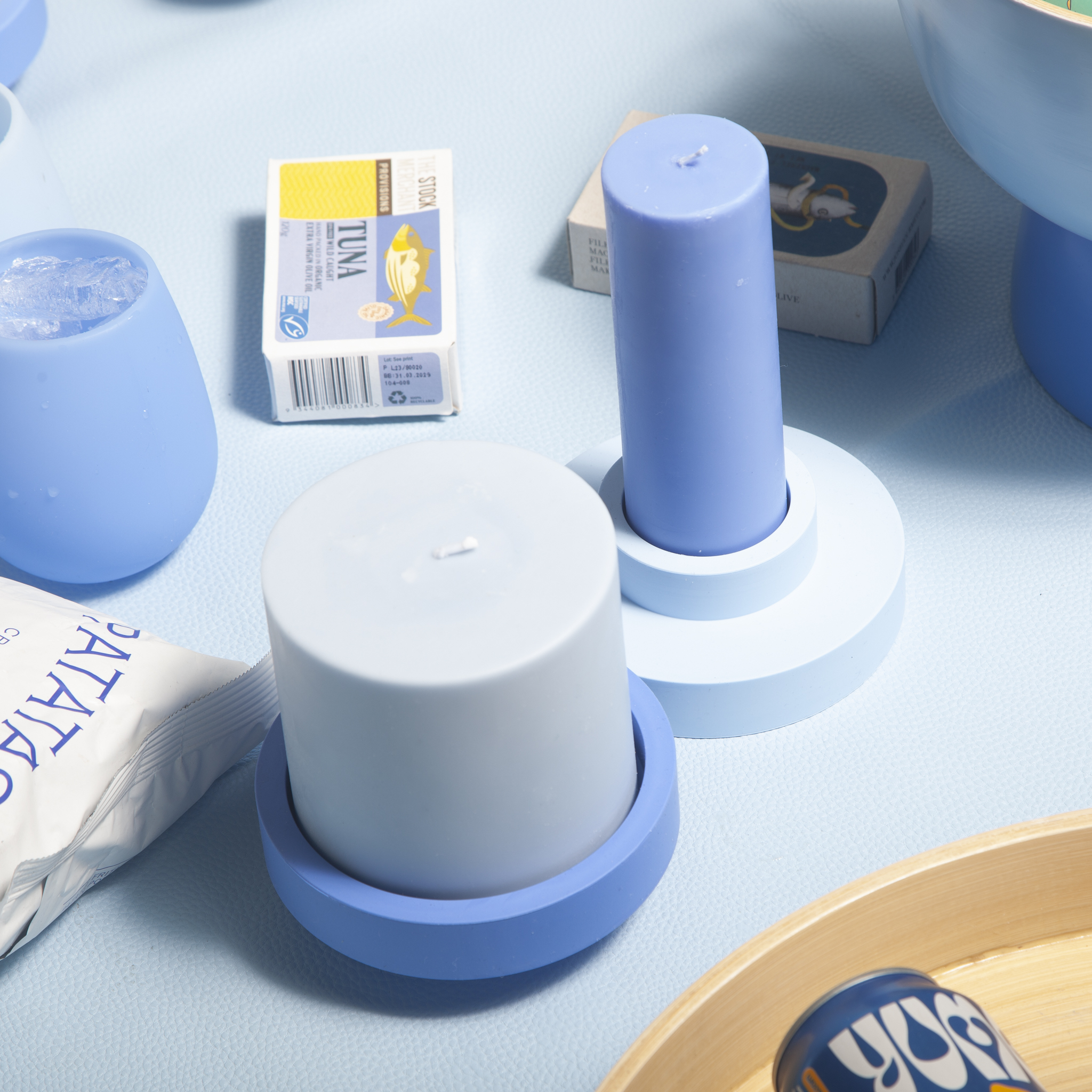 sky + kingfisher | escc lrg pillar | soy-blend unscented candles