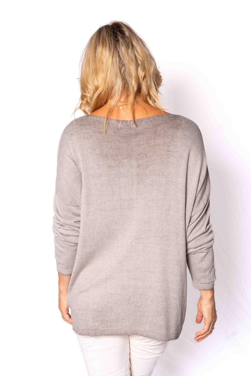Wholesale Coure- Taupe- Thin modal knit with triple heart motif - The ...