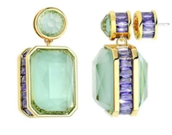 Bagette Side Drop Earrings – Light Green