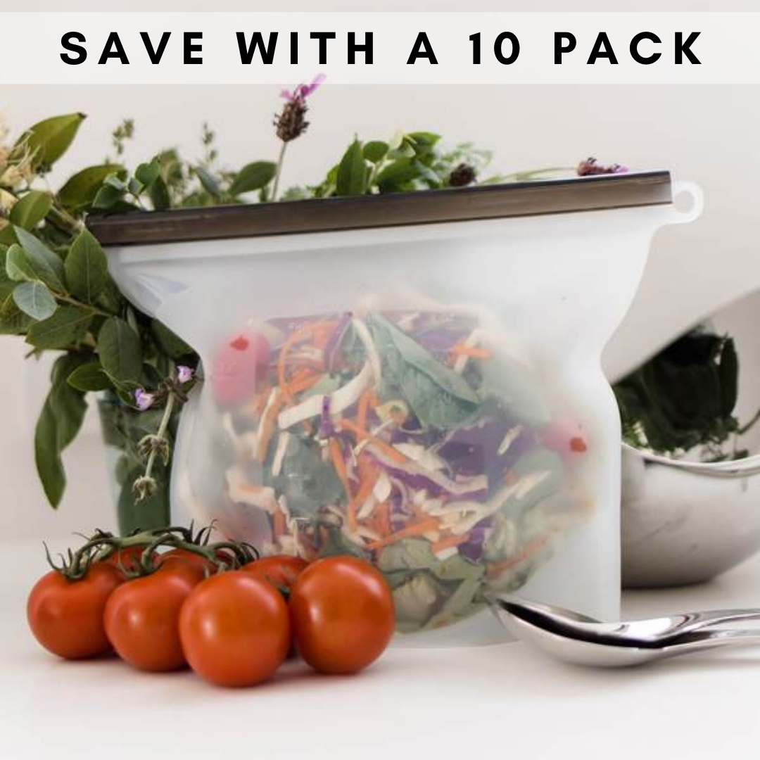 Large Reusable Food Grade Silicone Zip Lock Food Pouches - 1500mL - 21cms x 28cms