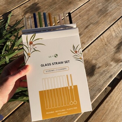 Reusable Glass Drinking Straws – 8 Pack