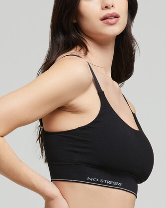 No Stress Womens Seamless Cotton Double Layer Bra with removable cups