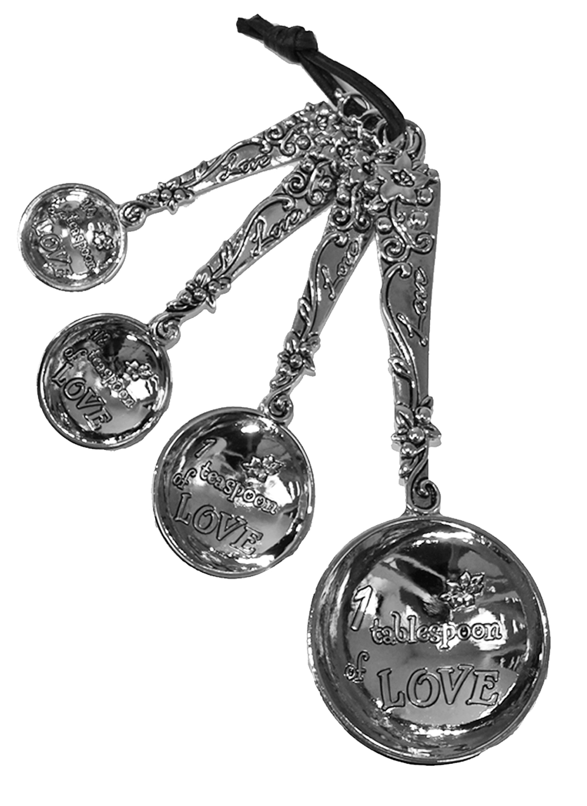Measure Spoons Polished Metal make a unique Gift Set of 4 Love