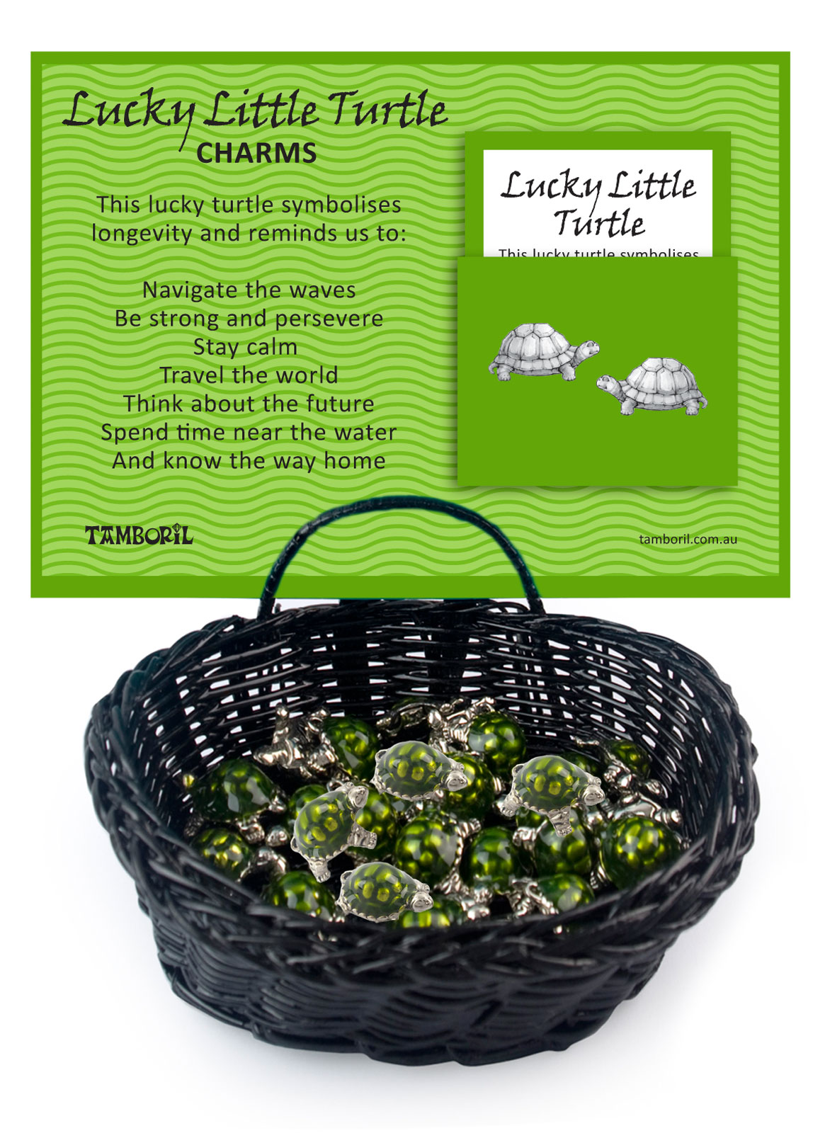 Basket Of Lucky Turtle Charms 24pcs