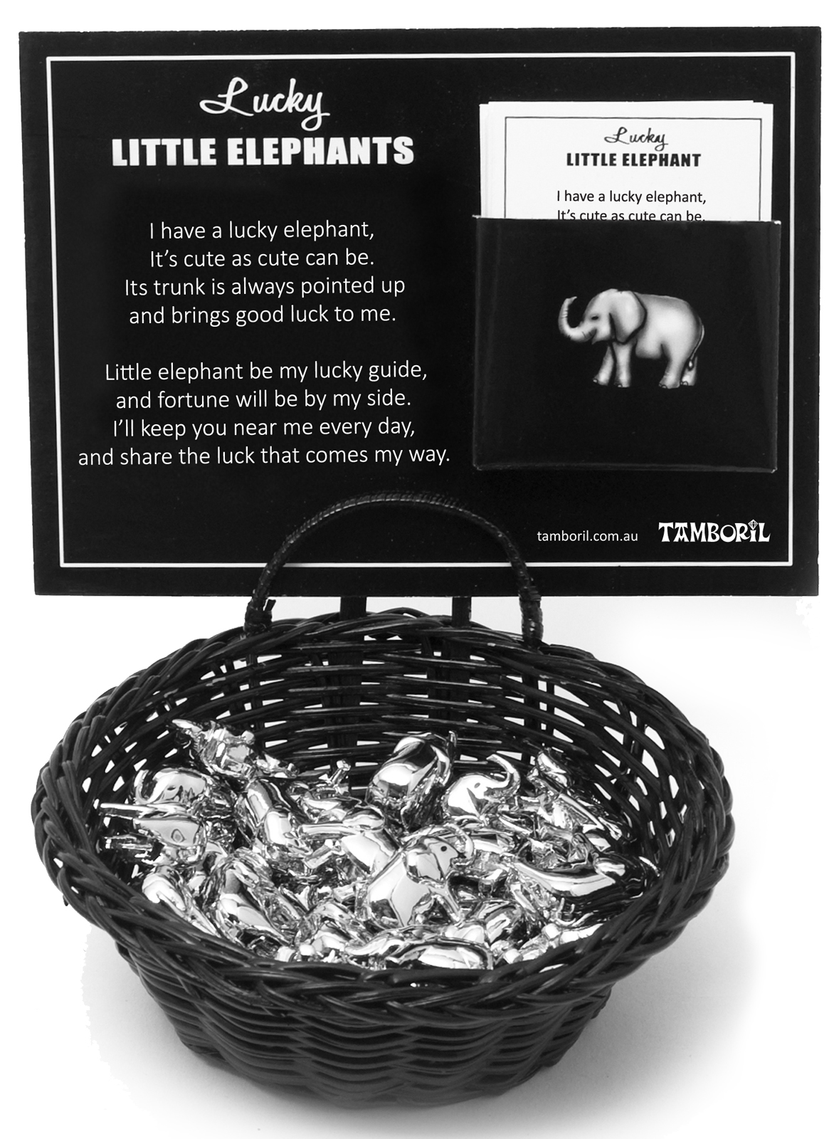 Basket Lucky Elephant Trinket 36pcs