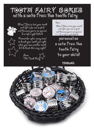 Basket Tooth Fairy Boxes 36pcs Assorted Pink and Blue