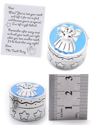 Metal Tooth Fairy Box Blue keepsake baby gift