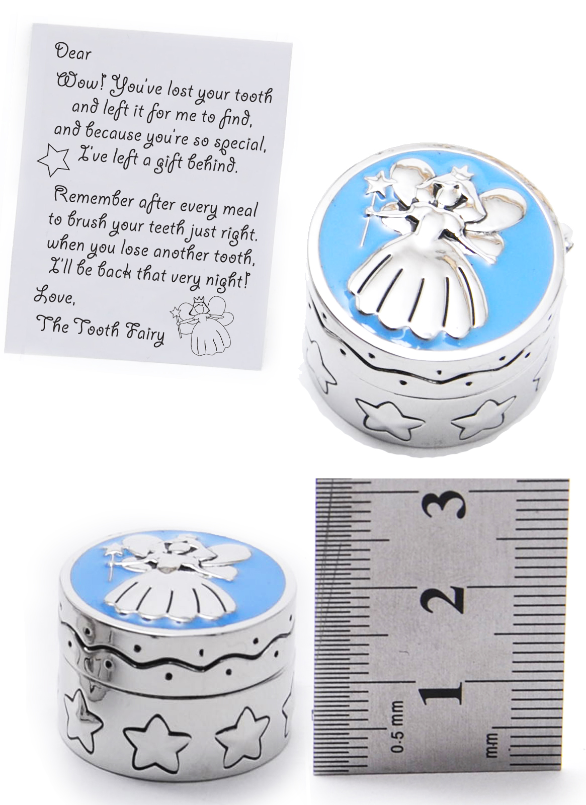 Metal Tooth Fairy Box Blue keepsake baby gift