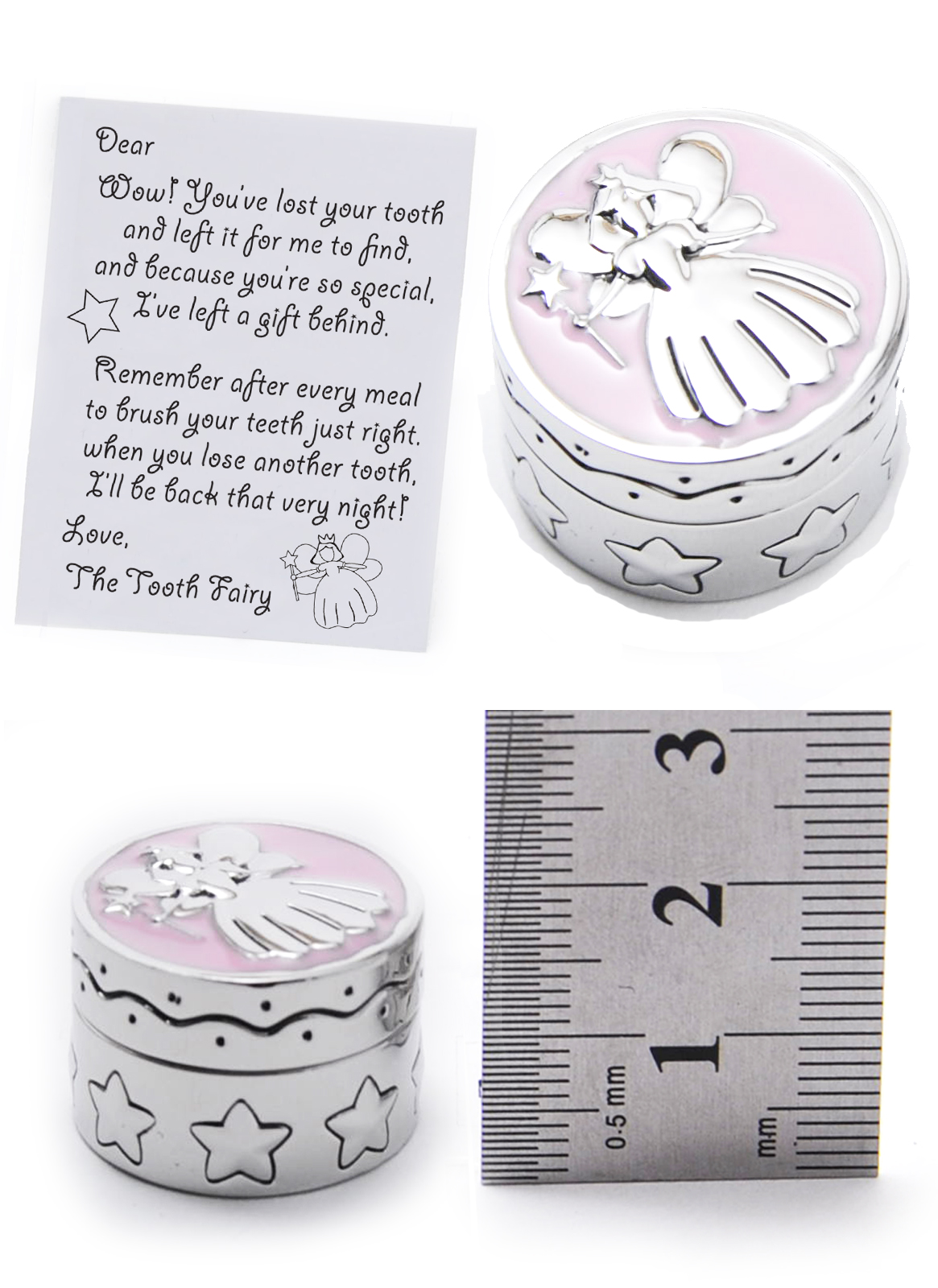 Metal Tooth Fairy Box Pink keepsake baby gift