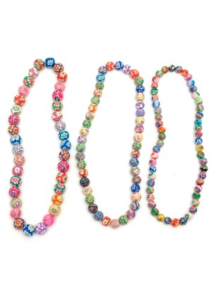 Bead string necklace resin floral beads elasticated Fimo large Beads 53075