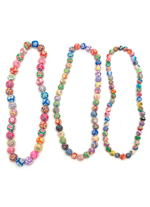 Bead string necklace resin floral beads elasticated Fimo large Beads 53075