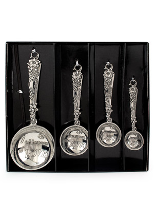 Measure Spoons Polished Metal make a unique Gift Set of 4 Love