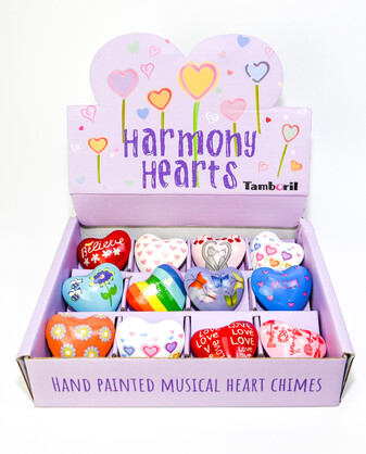 Jingle Paperweight Painted Hearts Box of 12 Assorted Colourful New Designs