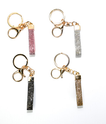 Crystal Bling Daimante keyring bag charm pack with display stand 20Pce 4 colours
