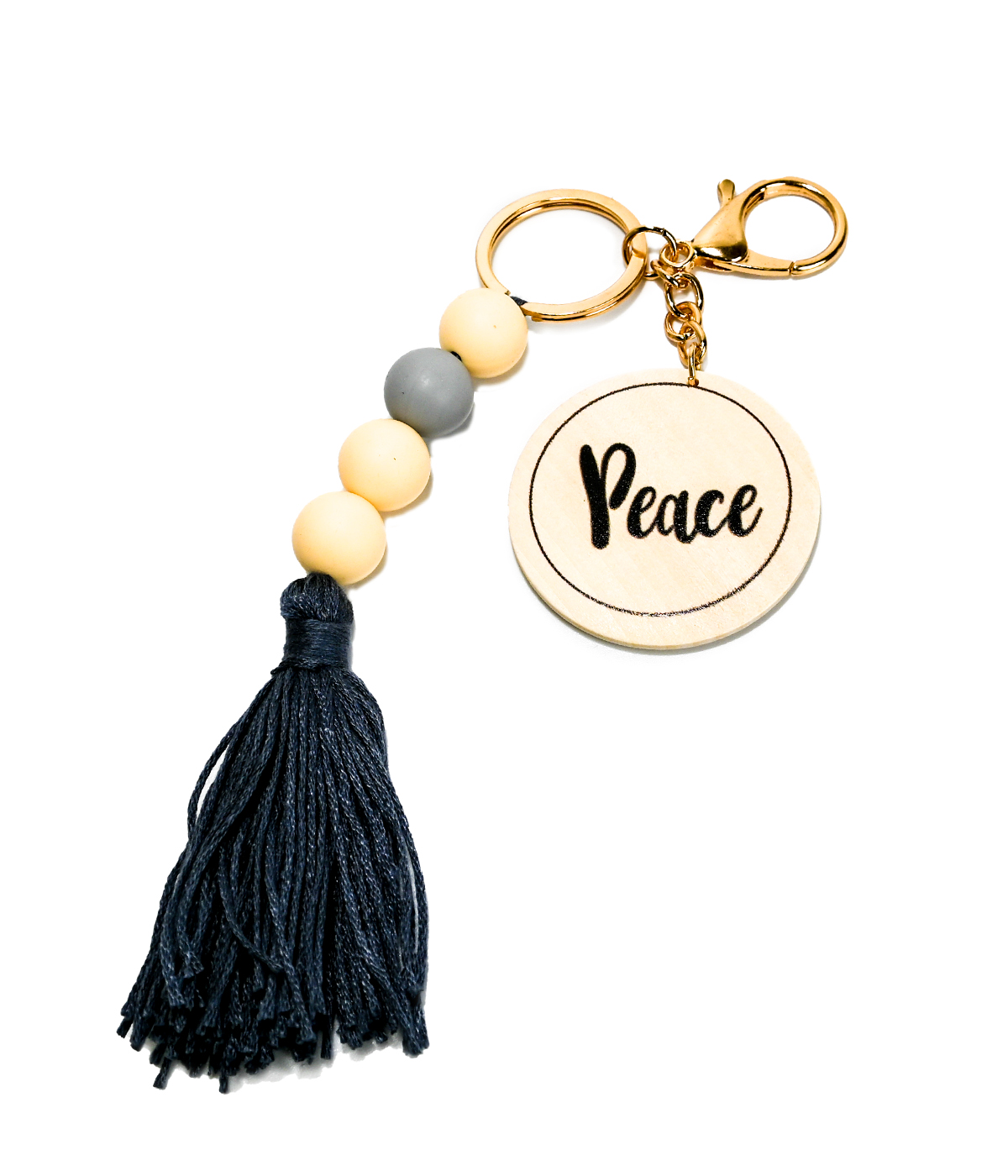 Beaded Bliss macrame keyring Peace Bag Charm