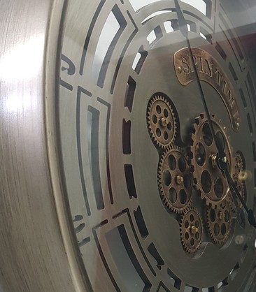 D60cm Round Spin Time Modern moving cogs Clock - Grey