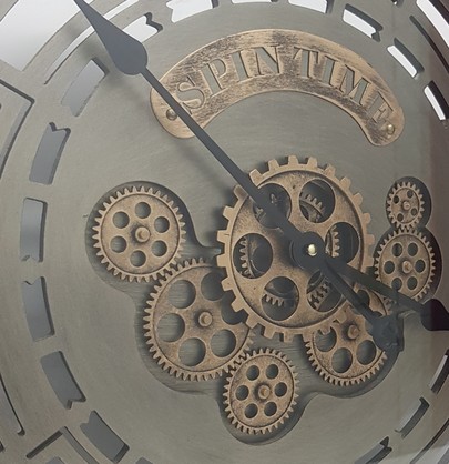 D60cm Round Spin Time Modern moving cogs Clock - Grey