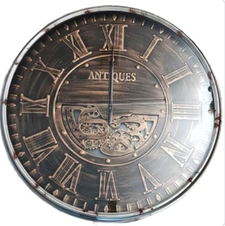 D103cm Round Antique Roman moving cogs Clock - Bronze