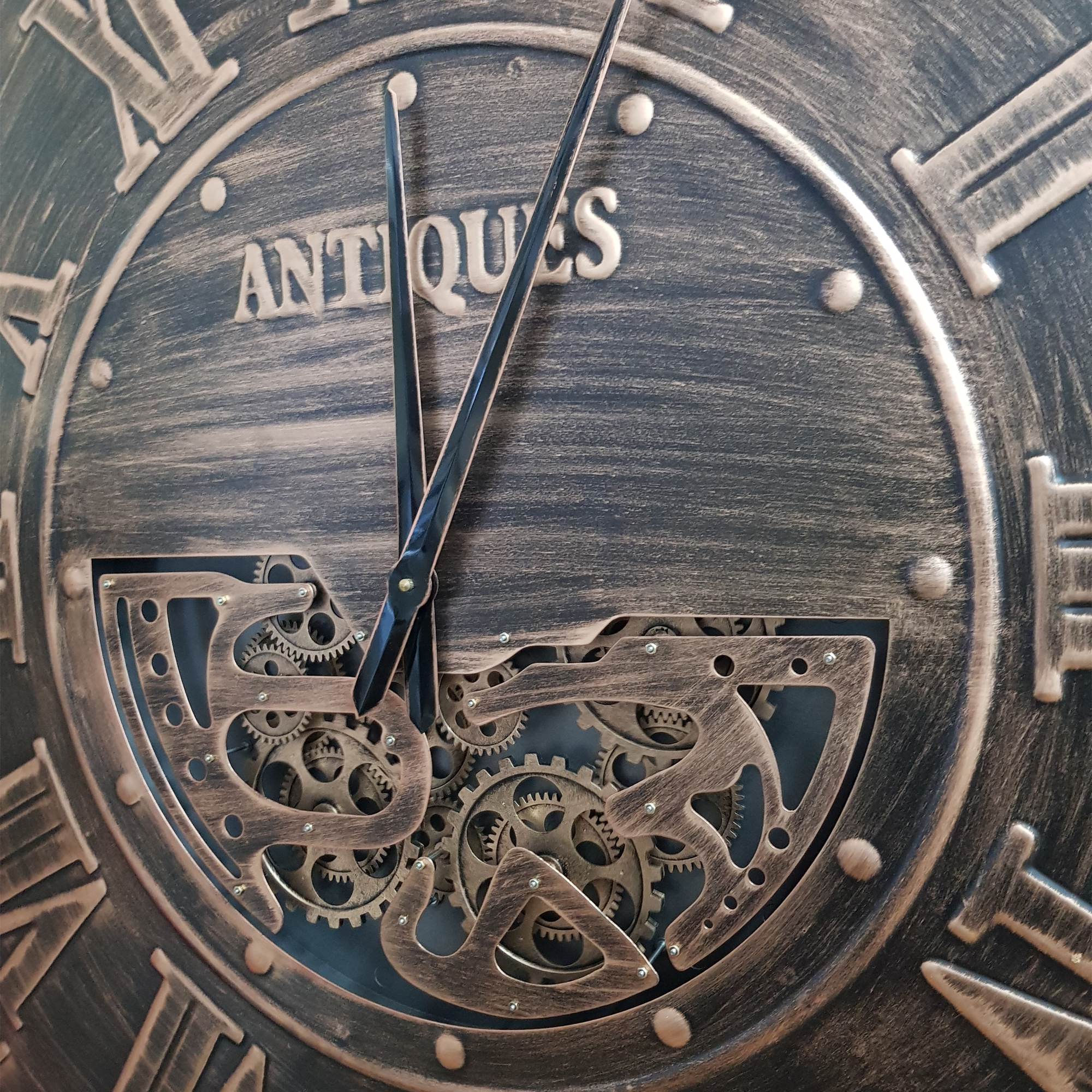 D103cm Round Antique Roman moving cogs Clock - Bronze