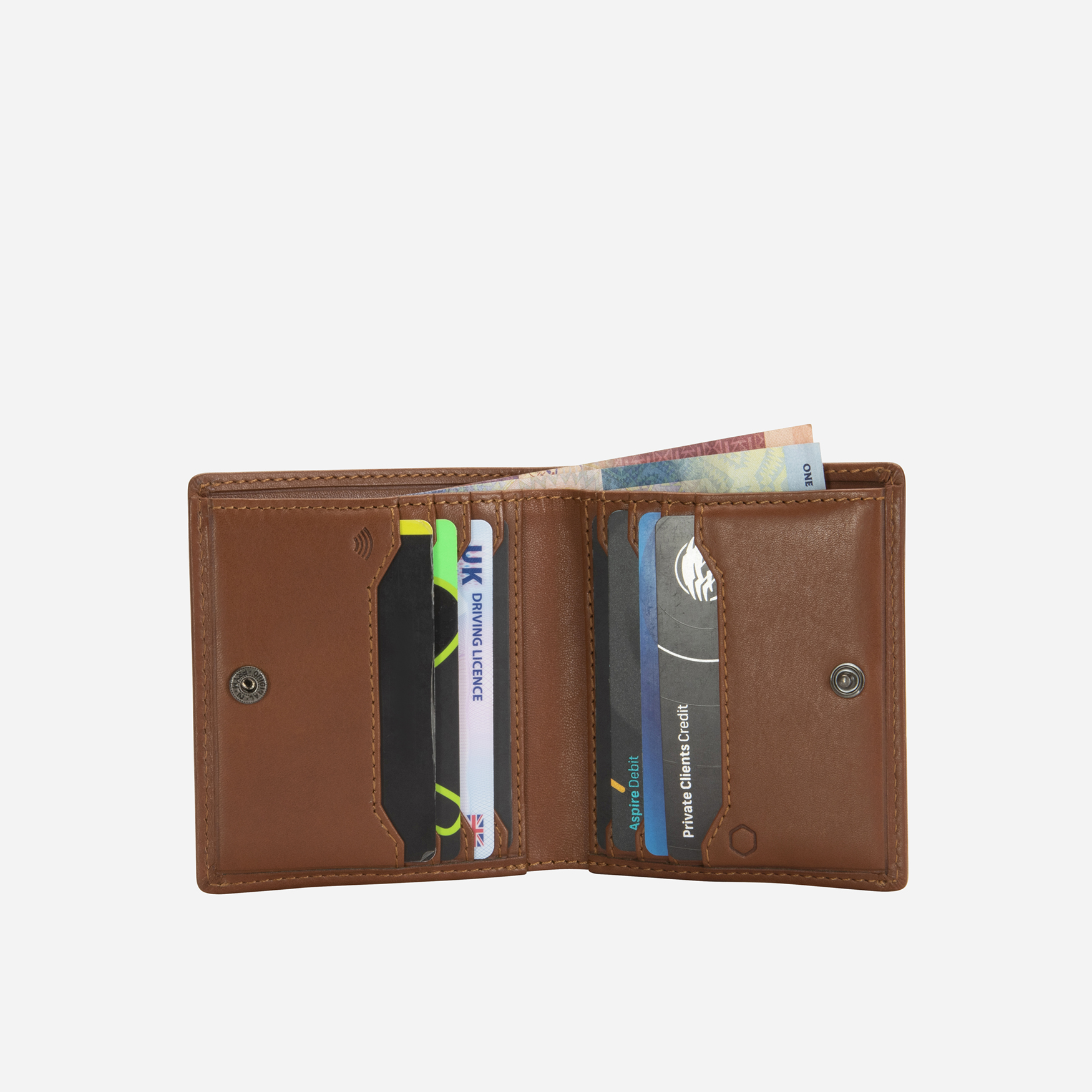 Norweigian Slim Billfold Card Holder With Coin, Tan