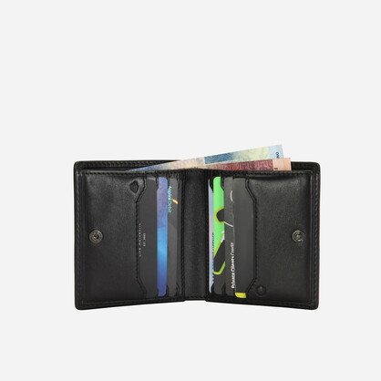Norweigian Slim Billfold Card Holder With Coin, Black
