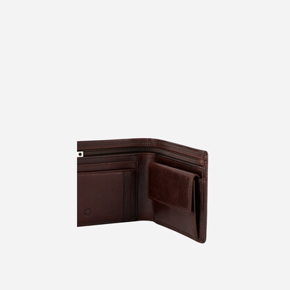 Oxford Medium Billfold Wallet With Coin, Coffee